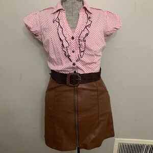 No Boundaries Brown Leather Skirt